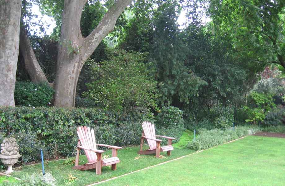 Chairs to create a focal point and look back at the house