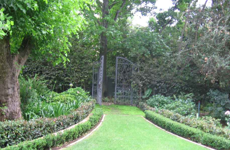 Re-purposed gates found when installing the garden. These were used to create the secret passage