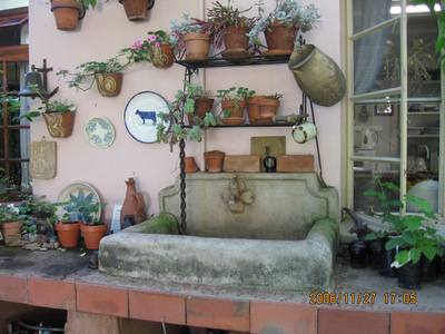 Garden design by Shirley Wallington — Work table to arrange flowers and work with plants